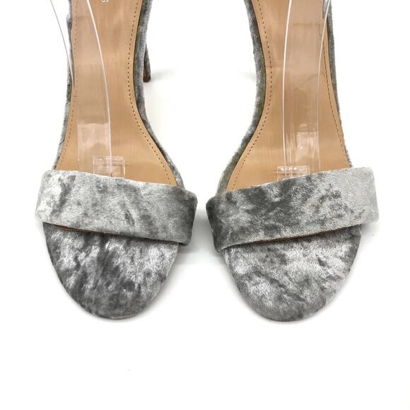 EXPRESS Crushed Velvet Ankle Strap Heels Silver 10 - Picture 4 of 10